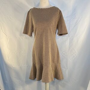 Ivanka Trump Geometric Flare Dress in Tan and Brown Size 10